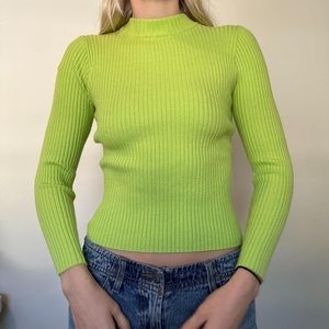 Lime Green Mock Turtle Neck